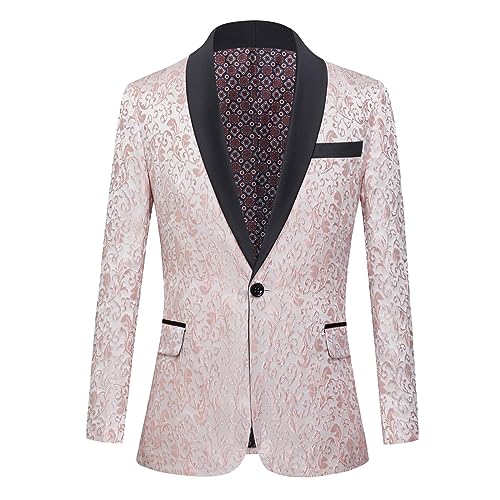 Men's Floral Jacquard Dress Suit Jacket 1 Button Tuxedo Blazer Sport Coat Jacket for Dinner,Prom,Wedding