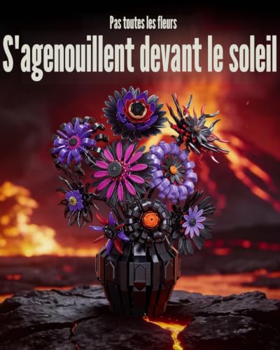 Jeu de Construction Tournesols Foncés avec Vase, Fleurs Van Gogh Gothiques Violettes, Décoration Intérieure, Compatible avec la Lego Botanicals Collection, 1183 Pièces – vue 3