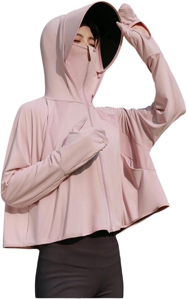 Sun Protection Clothing Women UV Protection Sun Jackets with Sun Protection Hat Gloves UPF50+ Cooling Sun Hoodie