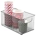 mDesign Plastic Kitchen Organizer - Storage Holder Bin with Handles for Pantry, Cupboard, Cabinet, Fridge/Freezer, Shelves, Counter - Holds Canned Food, Snacks - Ligne Collection - 4 Pack - Smoke Gray