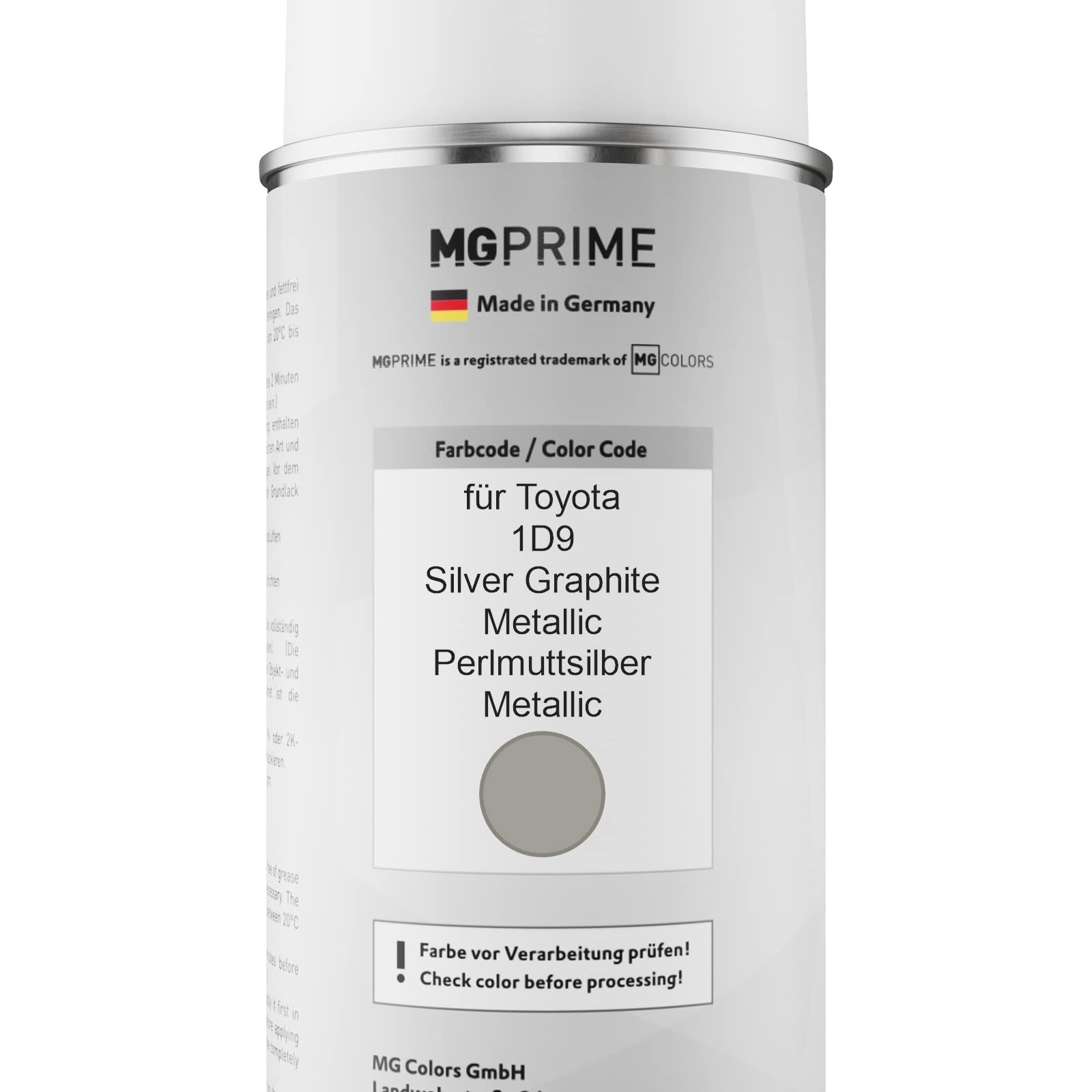 MG PRIME Peinture Voiture Bombes Aérosols Pour Toyota 1D9 Silver Graphite Metallic/Perlmuttsilber Metallic Peinture De Base Vernis Clair Aérosol 400ml