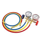 Refrigerant manifold gauge set,Refrigerante manguera para R12 R22 R404A R134A,manómetros aire acondicionado de refrigeración con manguera y gancho