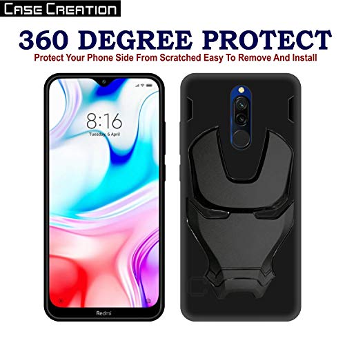 Image of COVERLY Official 3D Smooth Feel Avenger Logo Mask Soft Rugged Grip Iron Man Engraved Cartoon Movie Engraved Silicone Rubber Matte Back Cover for Xiaomi Redmi 8 / Redmi 8 - HD Black Avenger