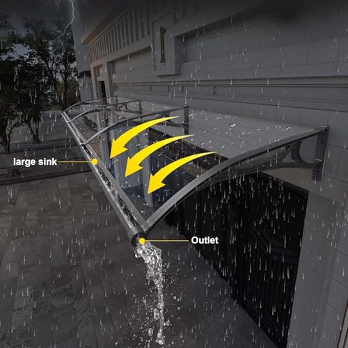 Vordach Überdachung Haustürvordach,Vordach für Haustür,Türdach Pultbogenvordach aus Aluminium und Polycarbonat Transparent,Vordach für Eingangstür,99% UV-Schutz Regenschutz (60x100cm/24'x39')