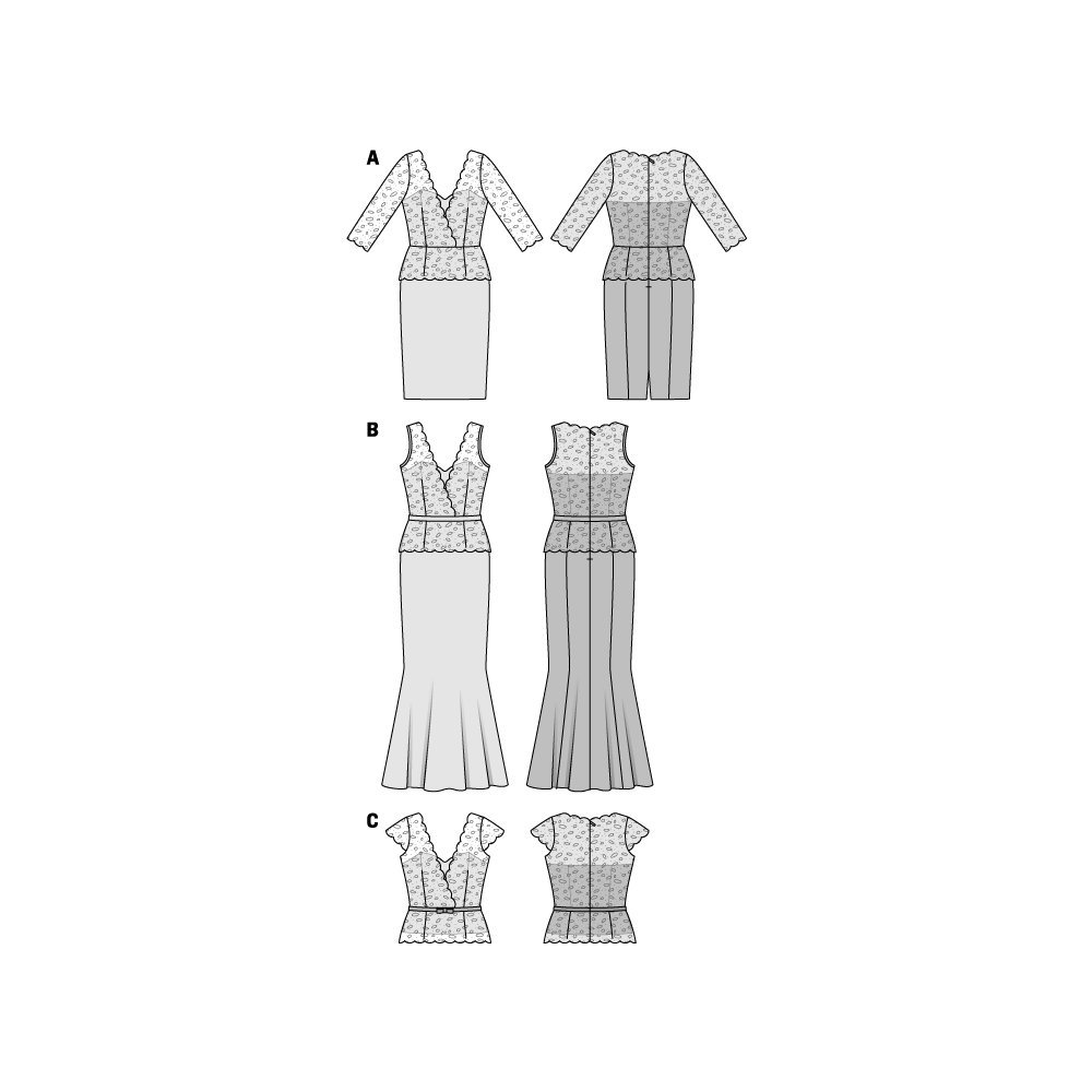 Burda B6646 Patron Couture Robe Et Haut Dentelle - Taille 19x13 Cm