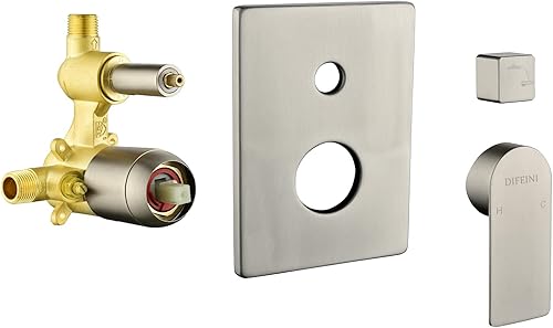 Miniatura 9 de Juego de grifo de ducha con boquilla de cascada, kit de molduras de ducha con válvula áspera en cascada, juego de grifos de ducha de montaje en