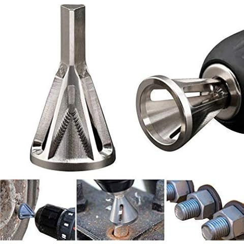 Deburring External Chamfer Tool Stainless Steel Remove Burr Tools for Drill Bit Stainless Steel Eliminate Damaged Extractor Fits Size 8-32 Bolts (Silver) Cover