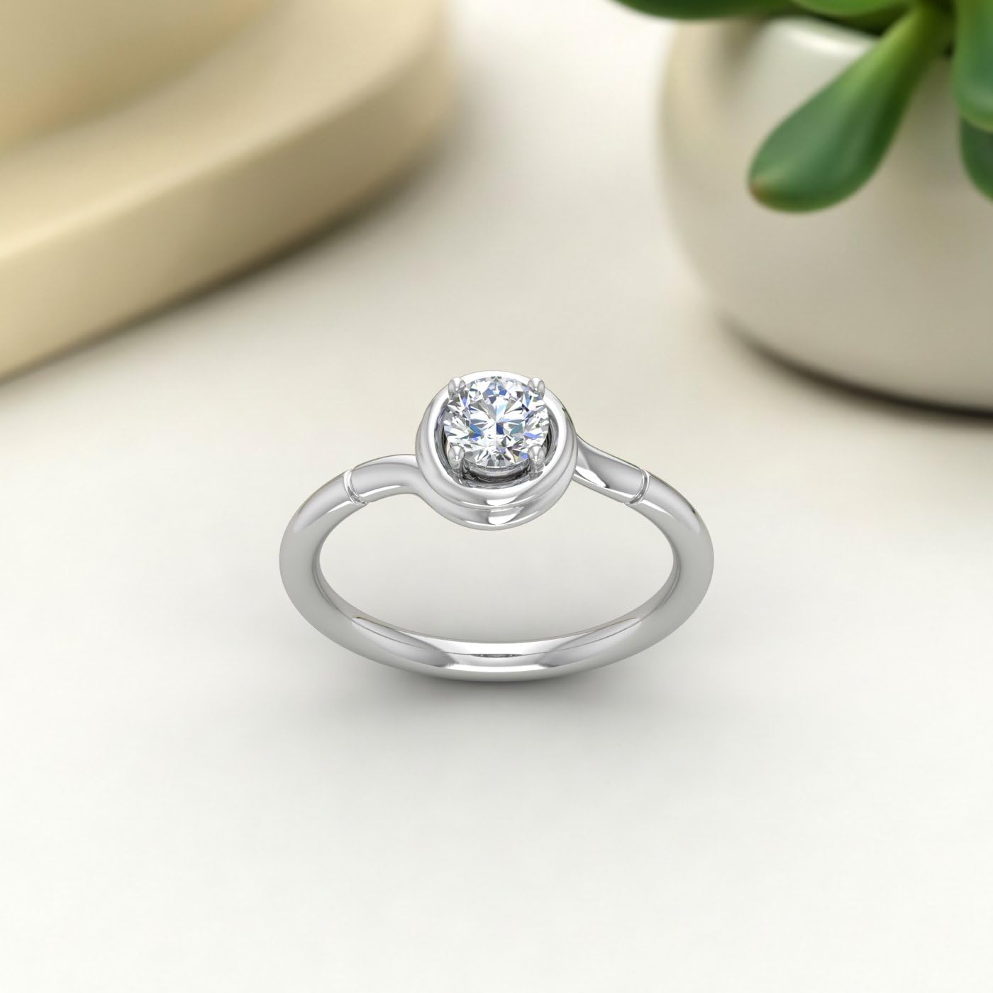1/2 Carat 4-Prong Set Diamond Solitaire Engagement Ring in 14K Gold