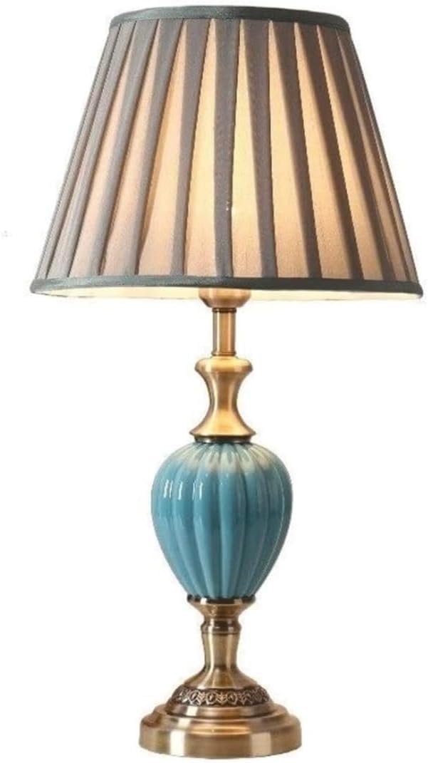 OJHFJMGH Bedside Lamps, Table Light Nightstand Lamp Ceramic Bedside Modern with Fabric Lampshade Desk E27 Metal Base Lamps for Bedroom