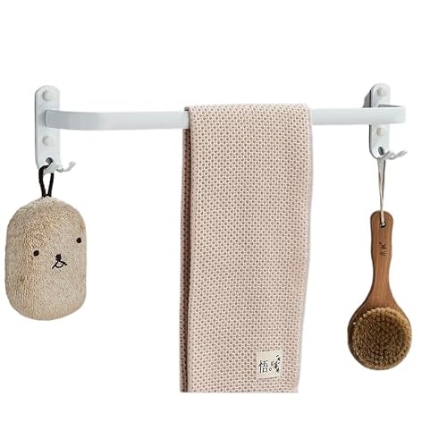 Towel Rail Wall Mounted Towel Rack Space Aluminum Shower Room Holder Hanger 30-50CM Multilayer Bar(White Single 40cm)