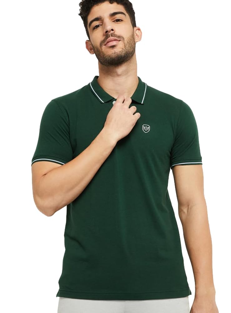 Men Polycotton Solid Slim Fit Tshirt-image-6