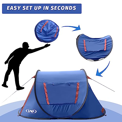 Image of Pop-up Tent,2 Person Camping Tent,Instant Portable Beach Tent,Easy Pop Up Shade Tents 2 Doors for Camping Hiking & Traveling with Carrying Bag