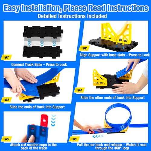 image for Aywewii Flex Tracks 16.4 Ft Flexible Race Track for Kids Portable DIY 