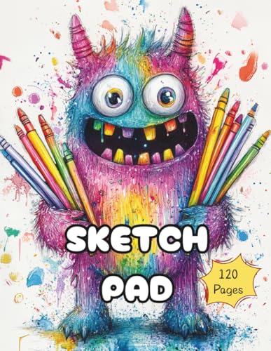 Sketch Pad - Drawing Books for Kids 6-10: 120 Blank Pages Sketchbook, Colorful Monster Cover, 8.5 x 11 Inches