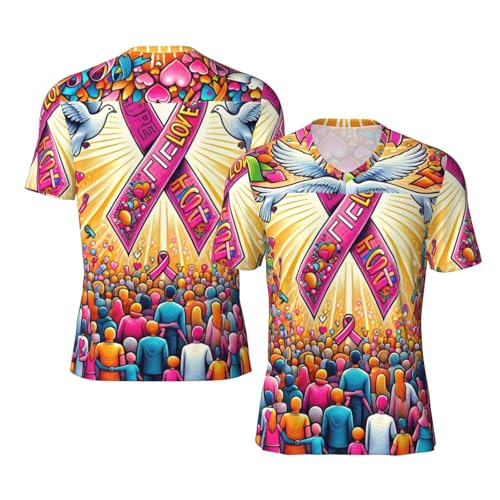 Stylish Athletic Sports Jersey Breast-Awareness-Cancer-Fight Men's Rugby Jersey Medium Black