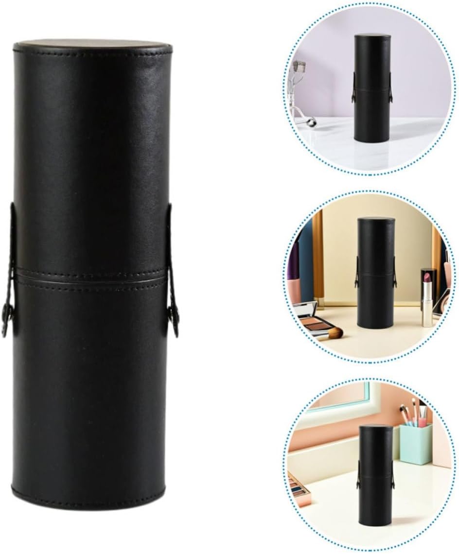 Hemobllo 2pcs Makeup Brush Holder Portable Organizer Pu Black with Lid