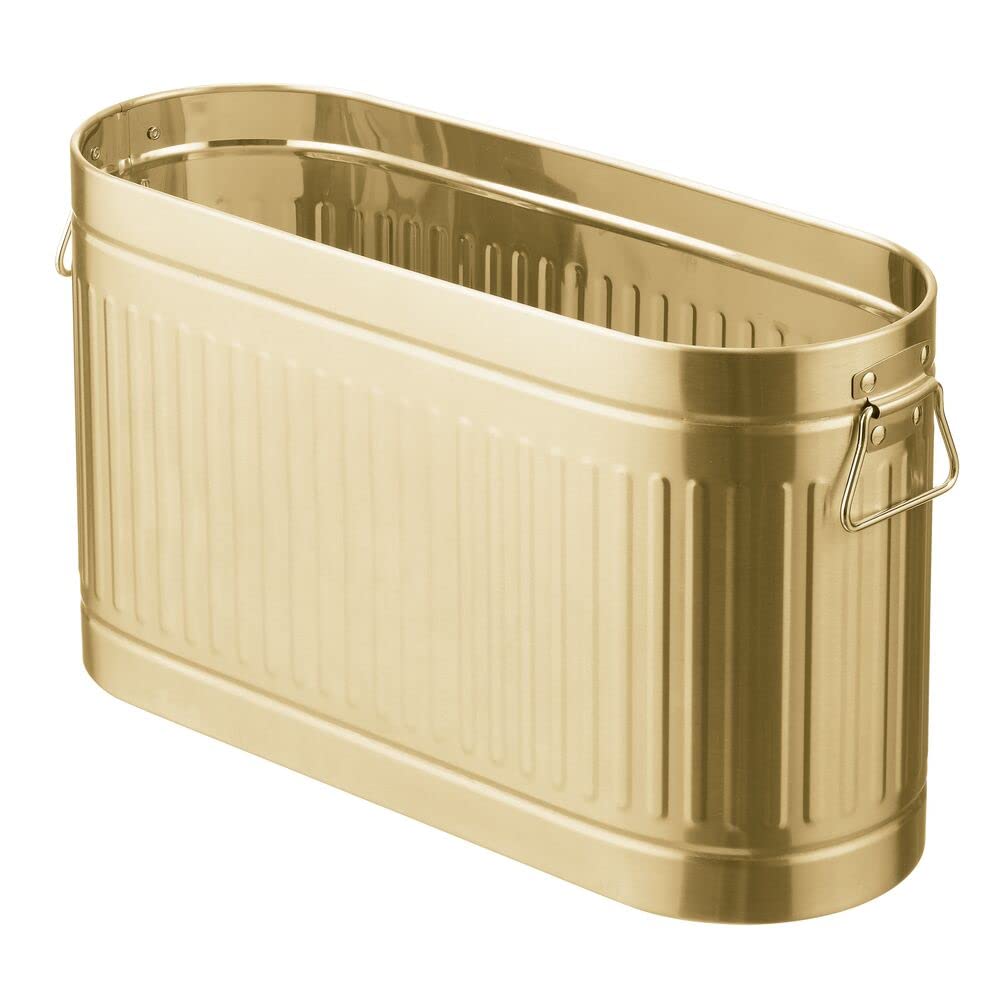 mDesign Ersatzrollenhalter für 6 Rollen Toilettenpapier – geräumiger Klopapierhalter im Retro-Design aus Metall – stilvolle Toilettenpapier Aufbewahrung für das Bad oder Gäste-WC – messingfarben