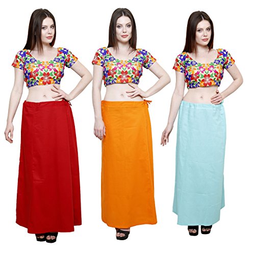 Image of Pistaa combo of 3 Women's Cotton Best Indian Readymade Inskirt Saree petticoats