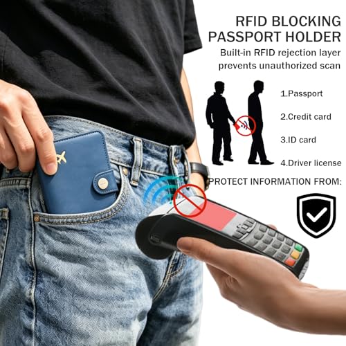 Image of ZOPPEN Passport Holder RFID Blocking Travel Wallet, Denim Blue | Passport Cover with Multiple Card Slots, Water-Resistant & Easy-Carry, Must-Have Travel Accessory for Men & Women.