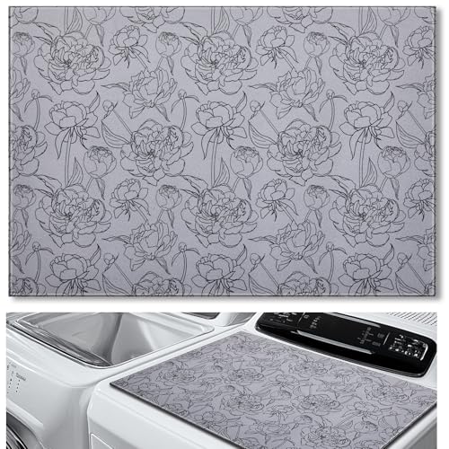 Image of Teenyyou 1 Pcs 26 inch x 18 inch Dryer Top Protector Mat, Washer and Dryer Topper, Non Slip Waterproof Machine Cover Dust Proof Quick Drying Topper Pad for Laundry and Kitchen (Peony)