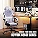 Dowinx Gaming Chair Fabric with Pocket Spring Cushion, High Back Ergonomic Computer Chair with Footrest for Adults, Massage Lumbar Support Swivel Game Chair for Office Gaming 300LBS, Grey