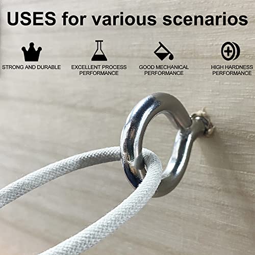 Acczio 8 Pack 304 Stainless Steel Eye Screws,2.5 Inch M6 Heavy Duty Eye Hooks Screw thumb #2