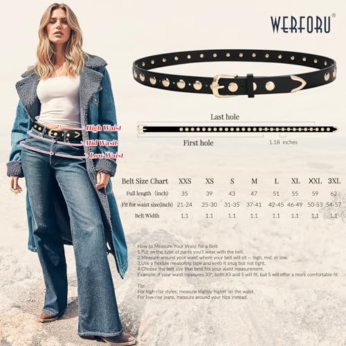 WERFORU Women Studded Leather Belt