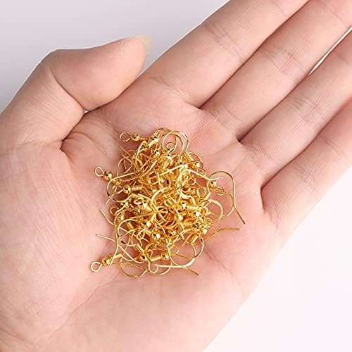 Yolev 200PCS Gold Silver Earring Hooks Set, Hypo-allergenic Earring Hook DIY Jewelry Making Earring Making Supplies with Clear Silicone Earring Backs Stoppers