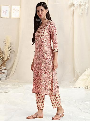 Image of MIRCHI FASHION Women's Straight Fit Pure Cotton Printed Kurta Set with Dupatta and Trouser