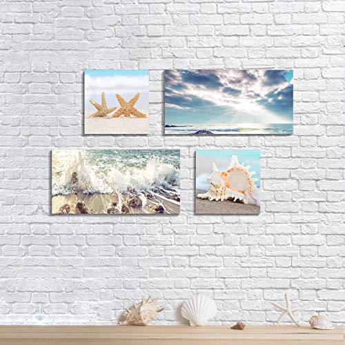 Artistic Path Beach Scene Canvas Wall Art: Large Shoreline Artwork Painting Print For Wall Decor (Overall 36" W X 24" H,Multi-Sized) #TOP2