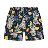 Betadog Boys Girls Summer Cute Fruit Cartoon Printing Beach Pants Fashion Sports Shorts Swim Shorts (Black, 5-6 Years)