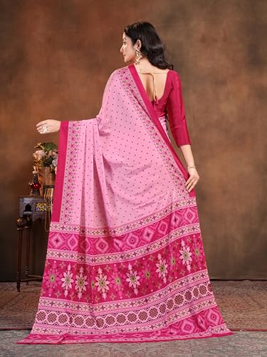 Image of Garden Vareli Floral Booti Print Crepe Saree With Unstitched Blouse Piece