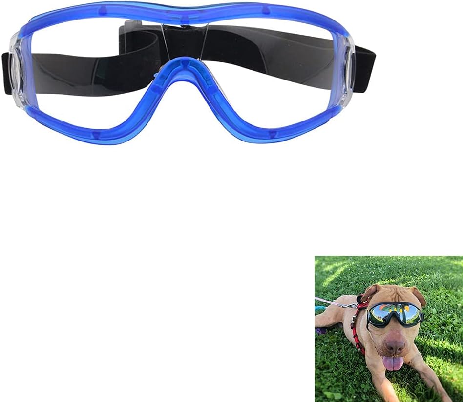 PAPIEEED Gafas de sol impermeables para mascotas, resistentes a los rayos UV, resistentes a la nieve, resistentes al viento, con correa ajustable para perros medianos y grandes