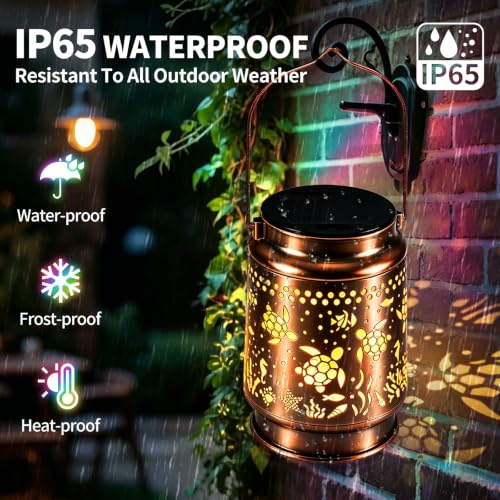 Sea Turtle Solar Lanterns Outdoor Lights, Birthday Gifts for Women Mom Grandma, Turtle Garden Decor, Hanging Solar Lights Outside Decorative, Solar Powered Lanterns for Yard Patio Path Backyard Porch by kyoryuger - Used condition - Image 6