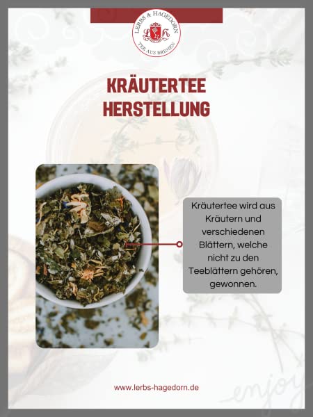 Lerbs & Hagedorn, Kräutertee Schietwetter| Honig Fenchel Geschmack 1kg (ca. 81 Liter) Brombeerblätter, Fenchelsamen, Verbenenkraut, Anissamen