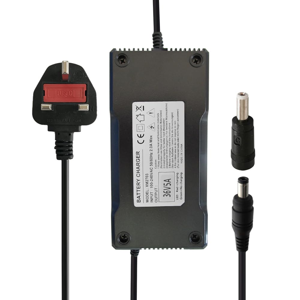 42V 5A Electric Bike Charger 36V Lithium Battery Charger for Electric Scooter E-Bike with 5.5 * 2.1/5.5x2.5mm Connector