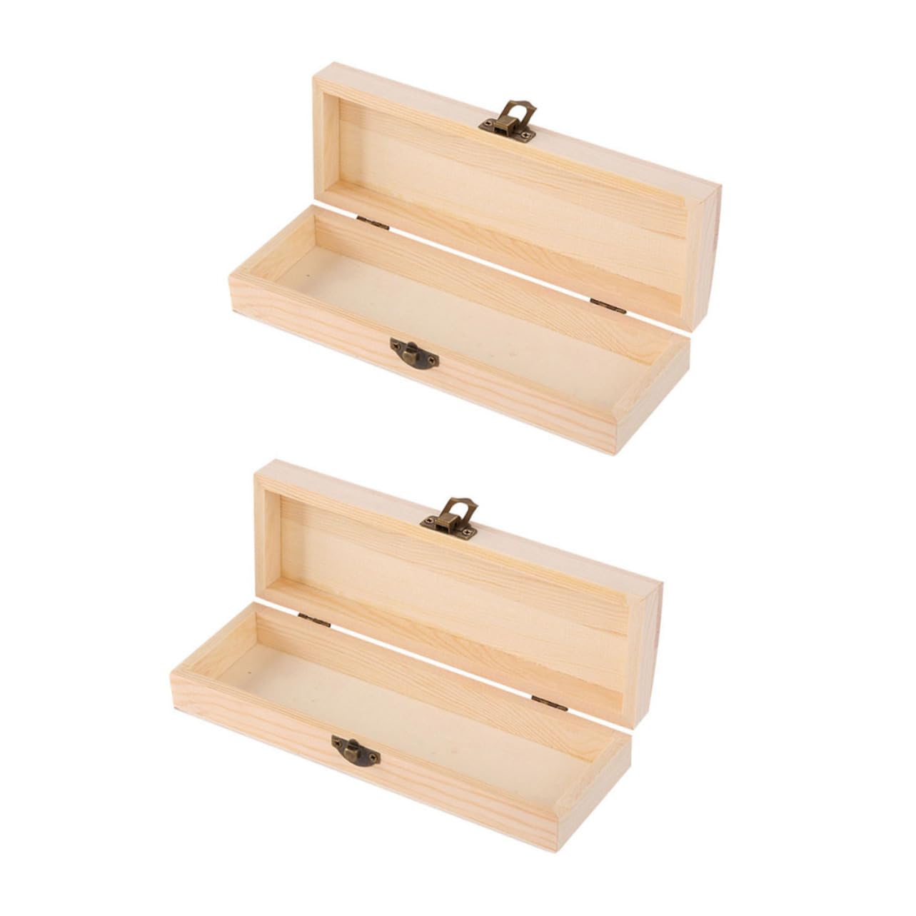 Operitacx Caja De 2 Piezas Estuche De Madera Estuche Para Lápices Sin Pintar Organizador De Cajas De Manualidades Caja De Lápices Sin Terminar Alumno Madera Maciza Bandeja De Almacenamiento