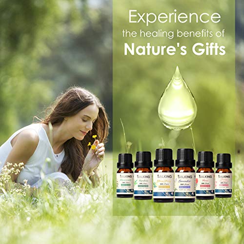 Floral Essential Oil Set, Pure and Natural Essential Oils, Rose, Cherry Blossom, Lavender, Gardenia, Ylang Ylang, Chamomile, Essential Oils for Aromatherapy Diffuser, Massage, Candle Making, 6x10ML