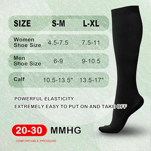 Bamboo Viscose Compression Socks for Women&Men 20-30 mmHg Knee High Support Thick Sock for Nurses, Pregnancy, Travel4