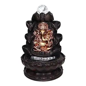 Gifting Hub Lord Ganesha Tabletop Waterfall Crystal Ball Fountain for Home Decor Indoor Decoration