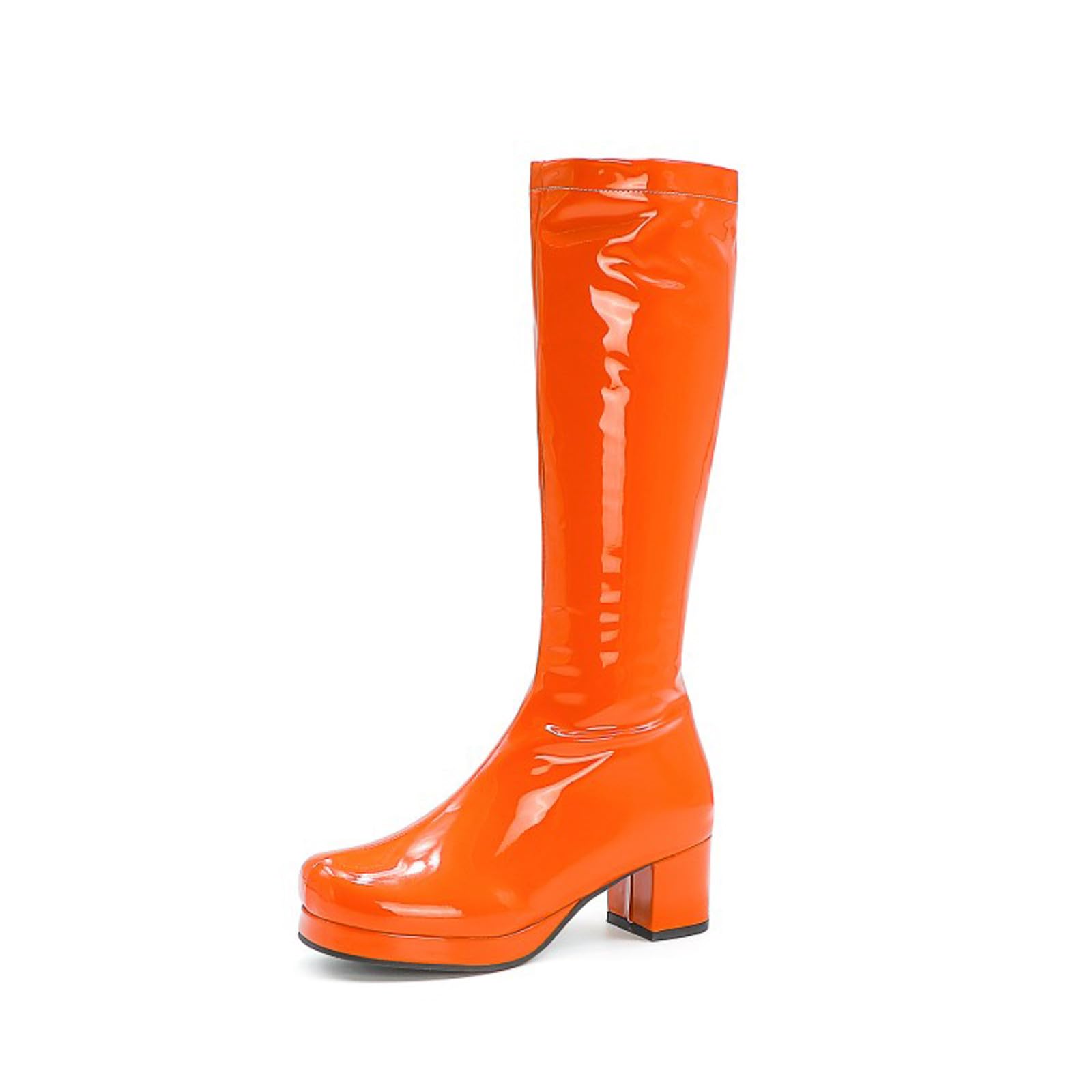 Botas por Encima de la Rodilla Botas de Mujer con Punta Cuadrada, Cremallera Lateral, tacón Grueso y Altas hasta la Rodilla para Mujer