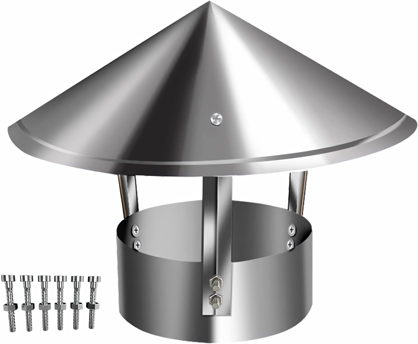 YFBCMXSKG Round Galvanized Steel Roof Vent Cap, Rain Cap Flue Caps, Rainproof Fireplace Chimney Cover, All-Weather Mesh Chimney Flue Cover, Vent Cover Fits Outdoor Single Wall Pipes