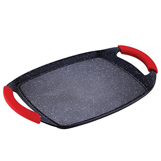 Bergner Red Stone Plancha-asador en Aluminio Fundido, Silicona, Negro, 36 x 23 cm