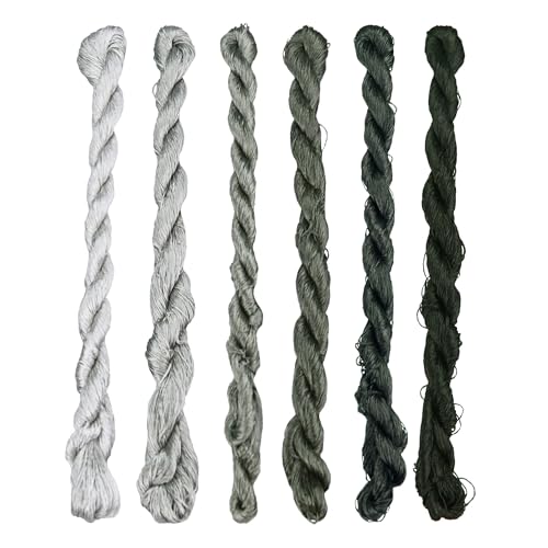MINGGUXIUYI Natural Silk Thread – 6 Colors, 110m Each, Hand-Dyed Premium Silk Floss for Fine Embroidery, Needlepoint, and Handcrafts