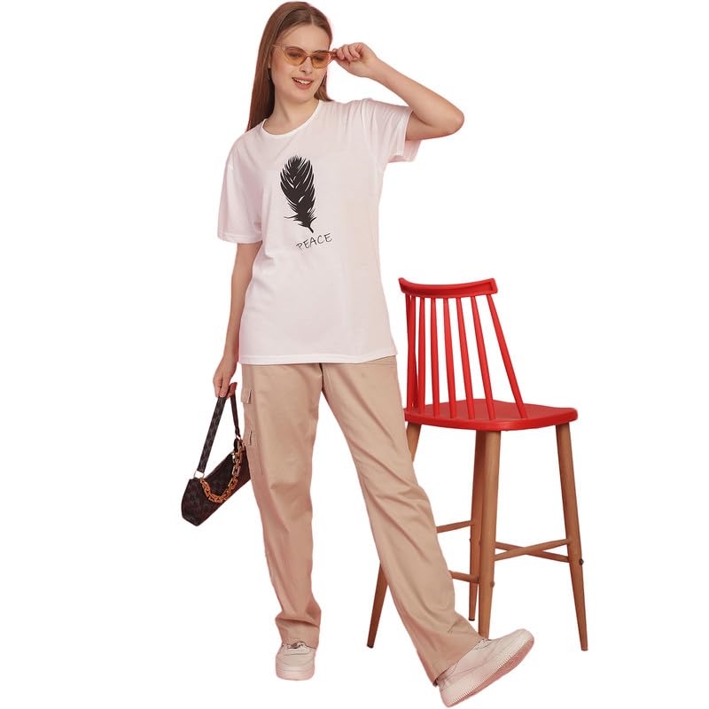 Image of Round Neck Cotton Printed Women Regular Fit Tshirt-P1950