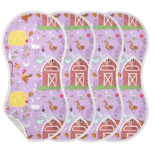 xigua Farm Chickens Baby Burp Cloths for Newborn Boys and Girls 1 Pack, Soft & Absorbent Cotton Baby Burp Cloth, Baby Washcloths, Newborn Towel, Burp Rags3