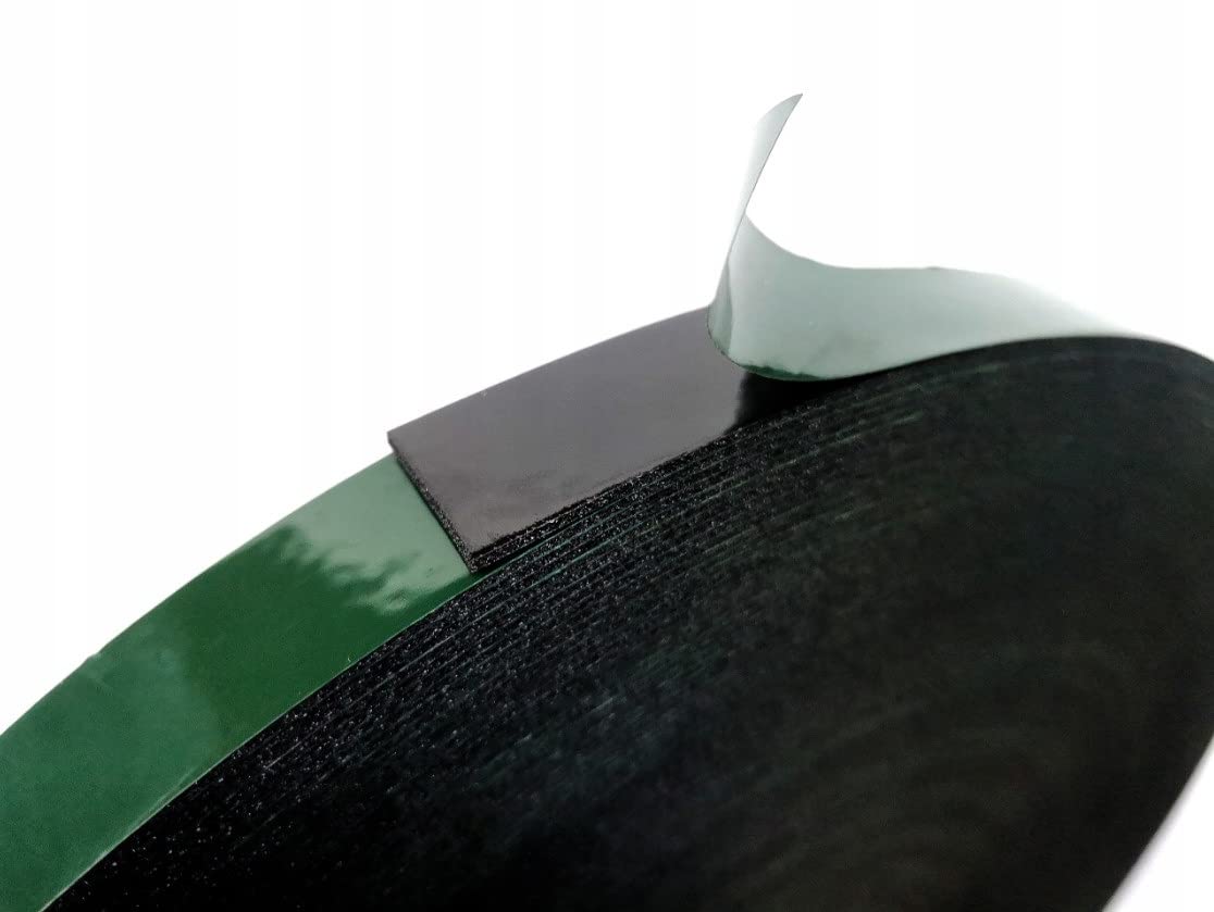 Wooden World - Double side Foam tape PE - Black foam - 1.5 mm Thick 9 mm width and 50 m long - Green spacer