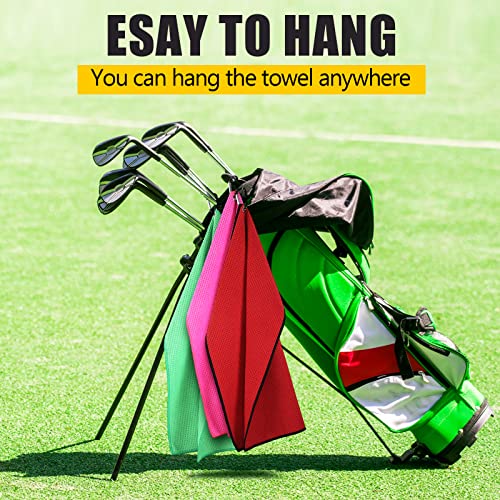 6 Pcs Tri-Fold Golf Towel 16 X 23 Inch Microfiber Fabric Golf Towels For Golf Bags With Heavy Duty Clip Waffle Pattern Golf Towel For Men Women Golf Club Gifts, 6 Color Options (Bright Color Series) #TOP6