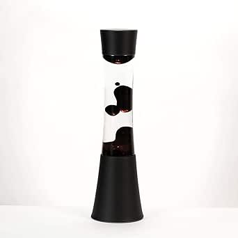 Licht-Erlebnisse SANDRO Design Lavalampe Schwarz Lila mit Schalter 39,5cm hoch G9 Retro Tischlampe Jugendzimmer