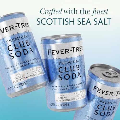 Image of Fever-Tree Club Soda - Premium Zero Calorie Mixer for Cocktails and Mocktails, 5.07 fl oz Cans, Pack of 8 - Naturally Sourced, Non-GMO